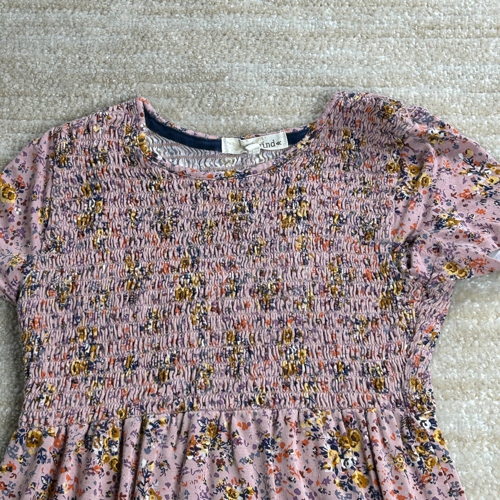 Rewind Womens Pink Floral Smocked Babydoll Top Crochet Lace Trim Small NK78746I4